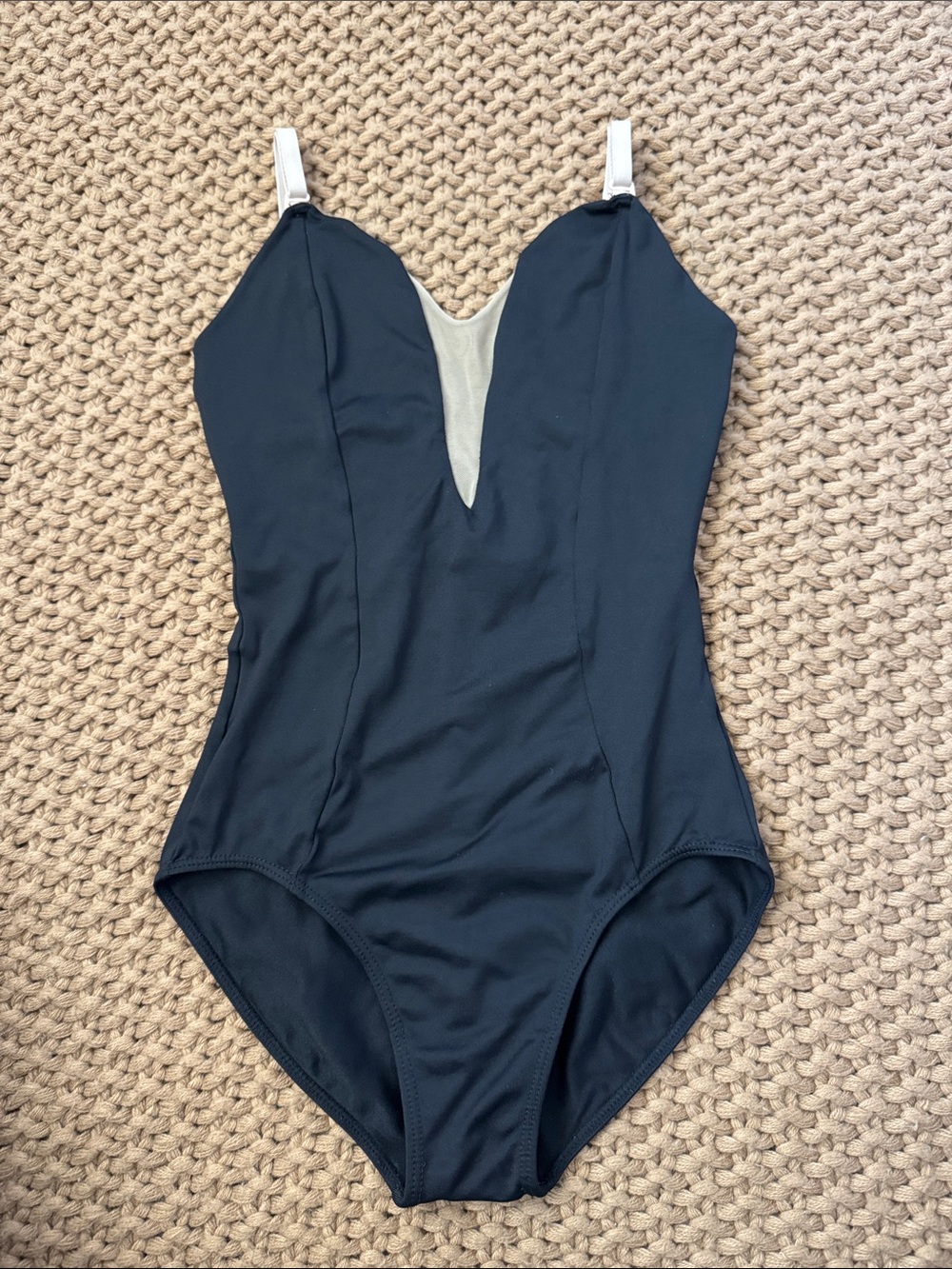 So Danca Black Plunge Mesh Leotard | Youth XL / Adult XXS